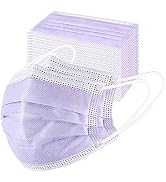 akgk Disposable Face Masks 100Pcs, 3 Layer Protective Face Mask Purple Face Masks