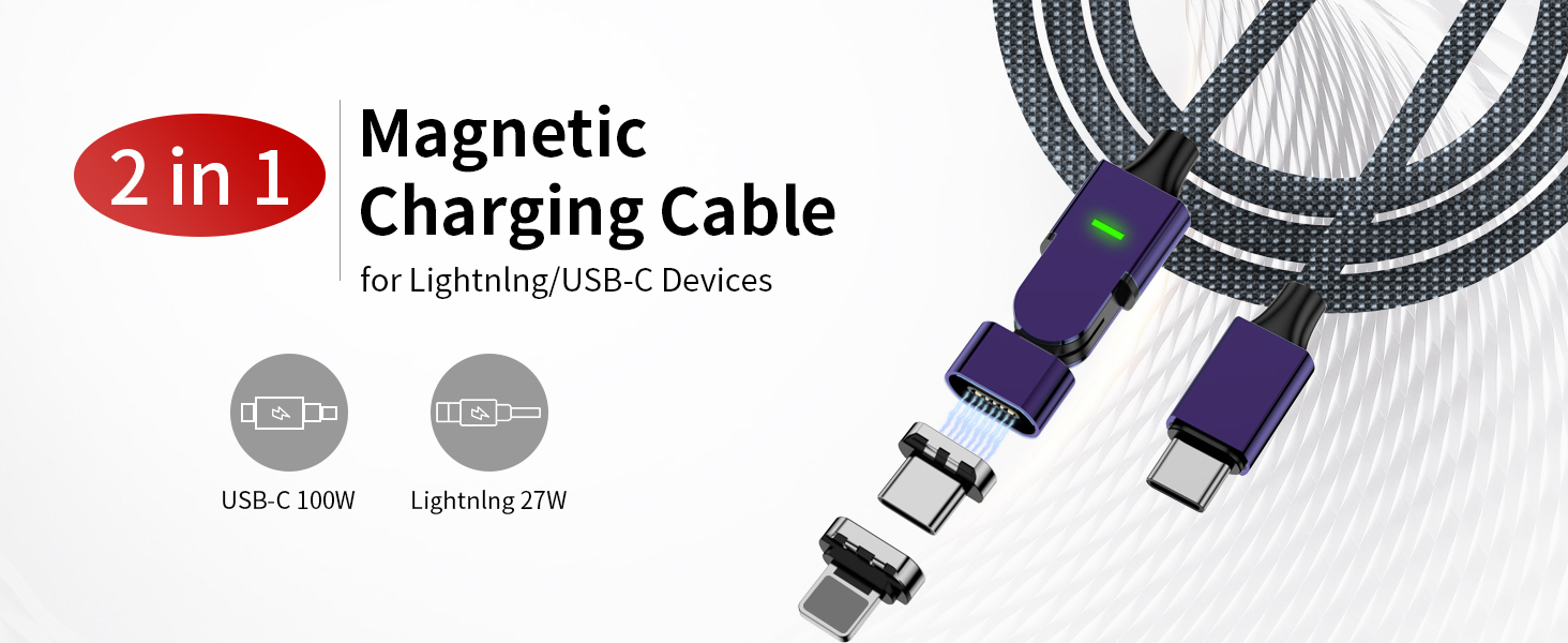 100W 180° Rotation Magnetic Charging Cable