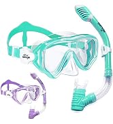 2 Pack Kids Snorkel Set Dry Top Snorkel Mask Snorkeling Gear for Kids Boys Girls Youth, No Leak C...