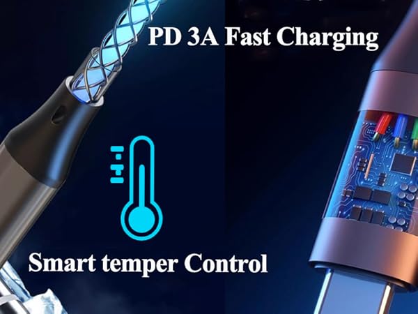 3 in 1 RGB Flowing LED Light Up Charging Cable