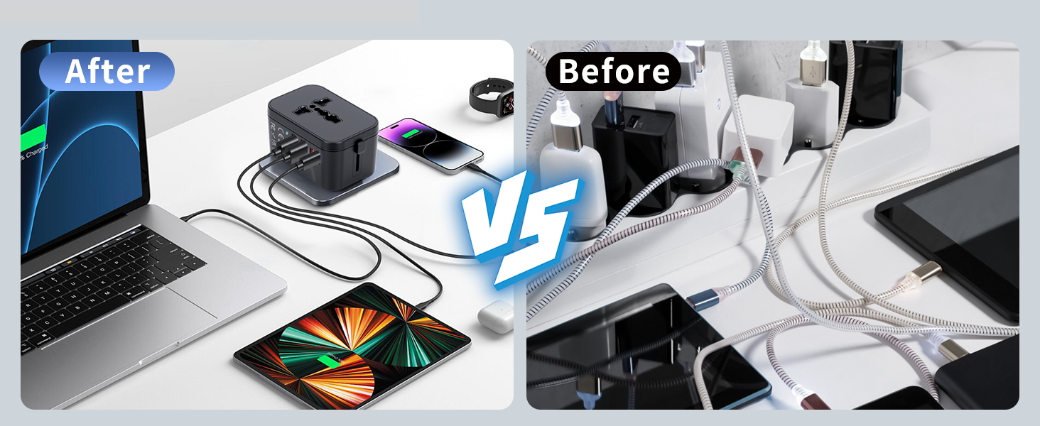 pocket charger small light all in one 4 ports charging fast 5 in 1 universal travel adapter