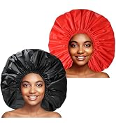 Jumbo Size Shower Cap 2 PCS Waterproof Shower Caps for Women, Extra Large Shower Cap, Reusable Su...