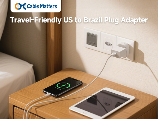 Cable Matters US to Brazil plug adapter for type n outlets in brazil and south africa