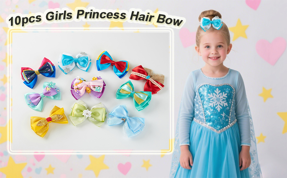 10pcs different girls princess hair bow