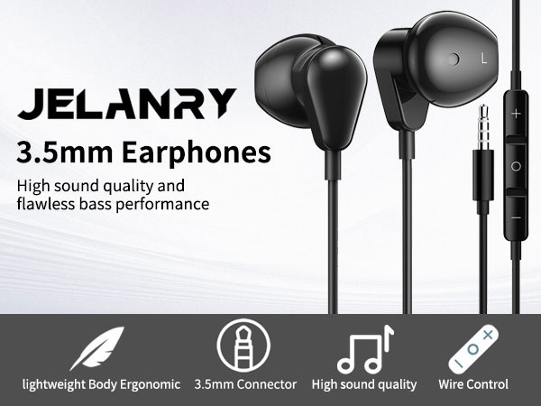 3.5mm Headphone Hi-Fi Stereo Bass Wired Earbuds Earphones with Microphone Volume Control