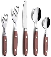 ANNOVA Silverware Set Stainless Steel Cutlery Color Handle With Rivet/Retro Flatware (Brown, 20 P...