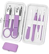 Aceoce Manicure Set Women's Nail Clipper Set Nail Kit with Travel Case - Purple, Stainless Steel,...
