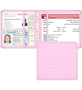 Techion Car Insurance and Registration Holder, 5.5 x 5 Inch PU Leather Vehicle Glove Box Organize...
