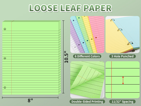 6-Color Wide Ruled Lined Paper