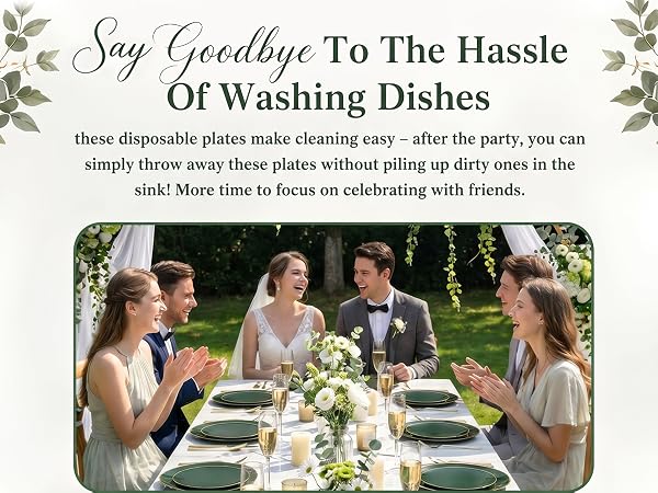 Green disposable plastic plates