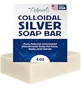 Colloidal Silver Soap Bar, 4oz Unscented – Natural Handmade in USA Pure Cleanser for Face, Body &...