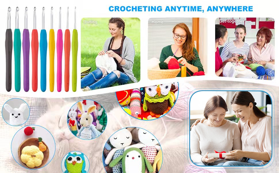 aluminum crochet hook crichet needles hilo de crochet para tejer