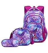 Wawakube 3Pcs Boys Dinosaur Backpack Set with Lunch Box Pencil Case, School Book Bag for Kids Ele...