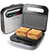 Aigostar Sandwich Maker, Non-Stick Panini Press Sandwich Maker Breakfast Grilled Cheese Maker, St...