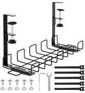 Under Desk Cable Management Tray, 15.7"" No Drill Cord Desk Organizer with Adjustable Clamp, Cabl...