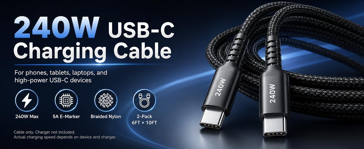 240w USB C to USB C Cable