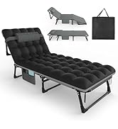 Slendor Folding Camping Cot for Adults, 5 Positions Adjustable Outdoor Cot Bed, Lounge Chair Cot,...