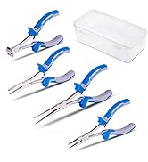 SPEEDWOX Long Reach Pliers Set with Storage Box 4 Piece Mini Pliers Kit Precision Slim Wire Cutte...