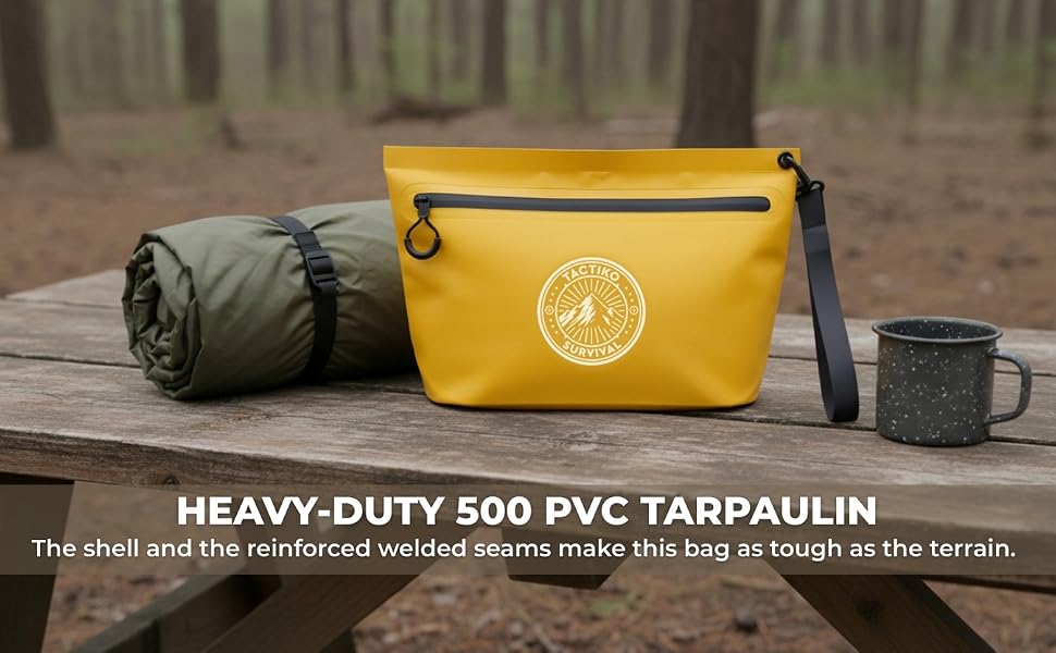 waterproof zipper pouch in the woods