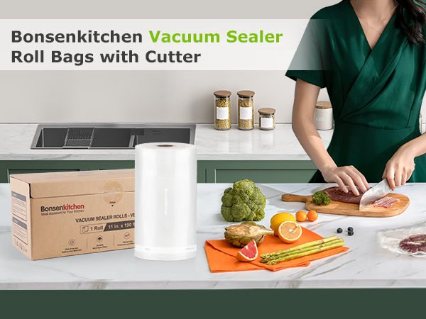 Bonsenkitchen Vacuum Sealer Roll Bags with Cutter