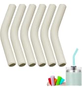 6Pcs Beige Straw Silicone Tips, 5/16in/8mm Wide Reusable Drinking Straws, Food Grade Rubber Straw...