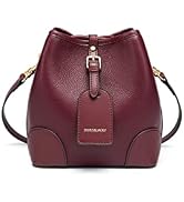 DORIS&JACKY Small Leather Bucket Crossbody Shoulder Purse for Women | Genuine Leather Crossover B...