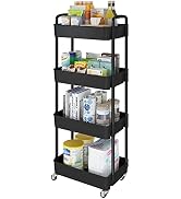Laiensia 4-Tier Rolling Cart with Wheels,Multifunction Utility Storage carts, Kitchen Storage Org...