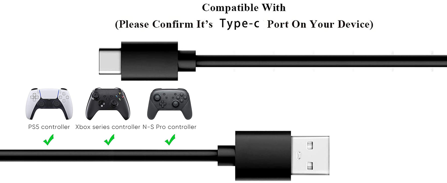 USB C Charger Charging Cable Cord for Xbox Series S/X and Xbox Elite Wireless Controller Series 2