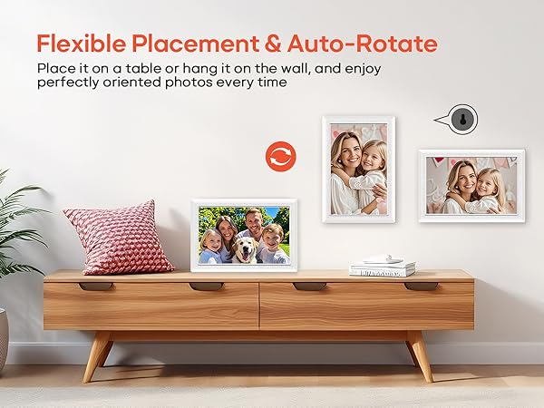 frameo digital picture photo video frame smart wifi HD IPS touch screen slideshow 32GB auto rotate