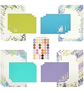 37 Pcs Stationery Paper Envelopes Set Includes 24 Lined Writing Paper & 12 Envelopes with 48 Roun...