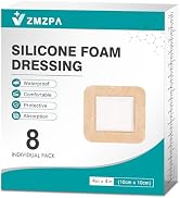 8 Pcs Silicone Foam Dressing 4x4 Gentle Border, HSA FSA Eligible, Waterproof Silicone Bandages fo...