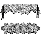 Lulu Home Halloween Fireplace Decorations, Fireplace Mantle Scarf Cover and Table Cloth, Black La...