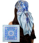 Lourny Head Scarf for Women – 35" Large Fashion Silk-Like Satin Scarf, Square Bandana for Hair Su...