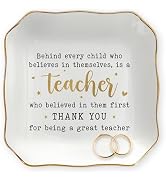 OASSIE Teacher Gifts for Women - 4"x4" Ceramic Jewelry Dish Tray | Thank You Gifts, Teacher Gift,...