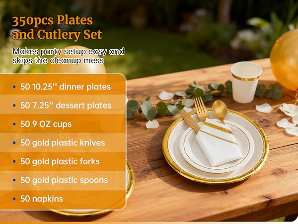 White and Gold Paper Plates