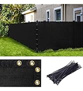 Amgo 6' x 50' Black Fence Privacy Screen, Commercial Standard Heavy Duty Windscreen with Bindings...