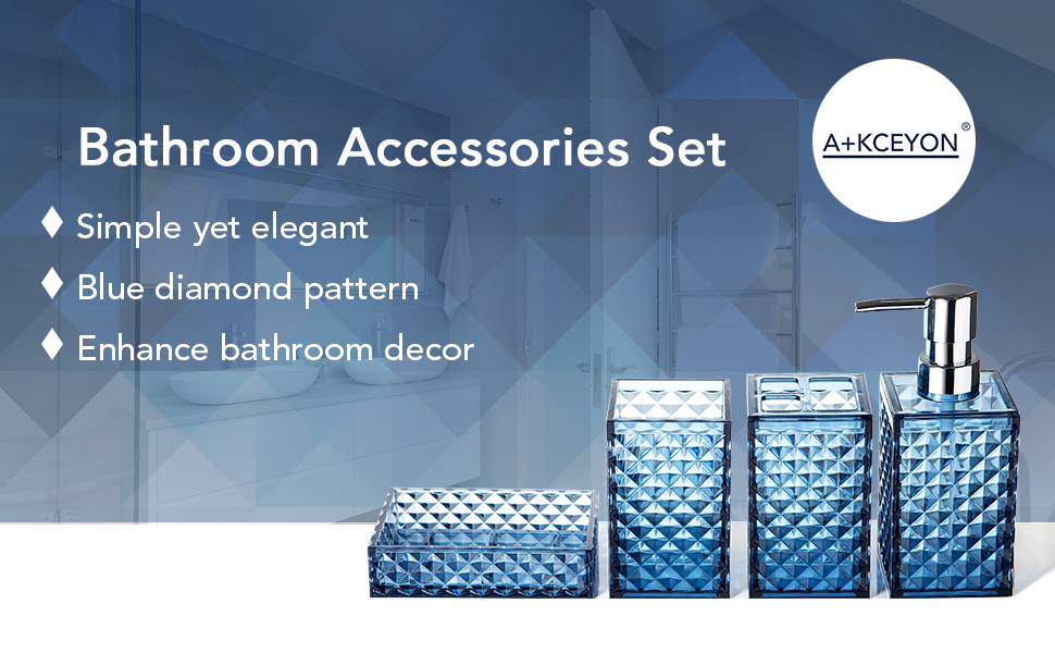 A+KCEYON Navy Blue Bathroom Accessories set