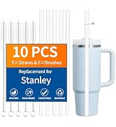 10 Pack Replacement Straws for Stanley 40/30 oz, Cut-to-Fit Long Straw Fits Hydro Flask Wide Mout...