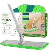 Turbo Microfiber Mop Floor Cleaning System - 18-inch Dust Mop with 4 Reusable Pads for Hardwood a...