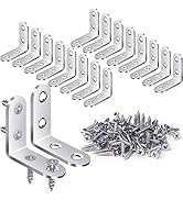 FATLODA 18PCS L Bracket & Corner Brace, Stainless Steel Right Angle Brackets for Shelves & Furnit...