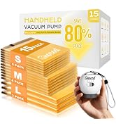 SNOCOD Travel Vacuum Bags with Pump, 15 Pack Vacuum Storage Bags for Clothing, Brushless Motor Ty...