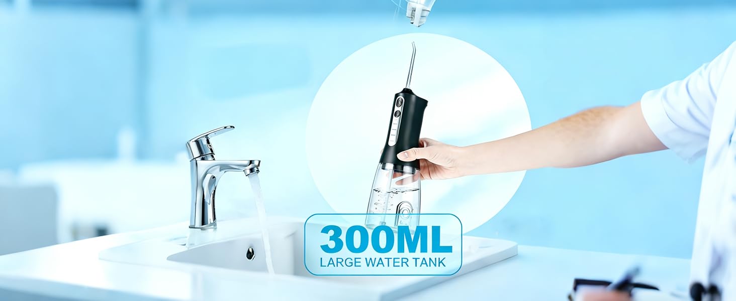 Text reads '300ML'. Blue-tinted image showing liquid or fluid motion effects with dynamic splashing patterns.