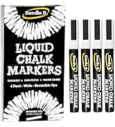 Chalk Markers - 4 White, Erasable, Non-Toxic, Water-Based, Reversible Tips, Crisp White For Kids ...