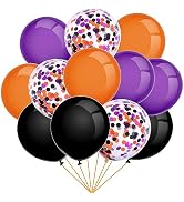 HADCKJA Orange Balloons Purple Balloons Black Balloons Confetti Latex Balloon Halloween Party Sup...