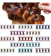 ANBALA Hair Clip, 65pcs Small Mini Butterfly Hair Clips with Rhinestone, Interlocking Teeth Hair ...