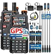 Ham Radio BAOFENG Radio 5RH PRO GPS APRS 10W High Power(4PCS Batteries, 8 Antennas) Walkie Talkie...