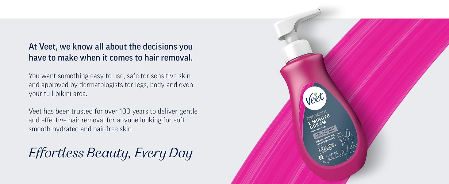 Veet 2 Minute Professional Hair Removal Gel Cream for Arms, Underarms, Legs and Full Bikini