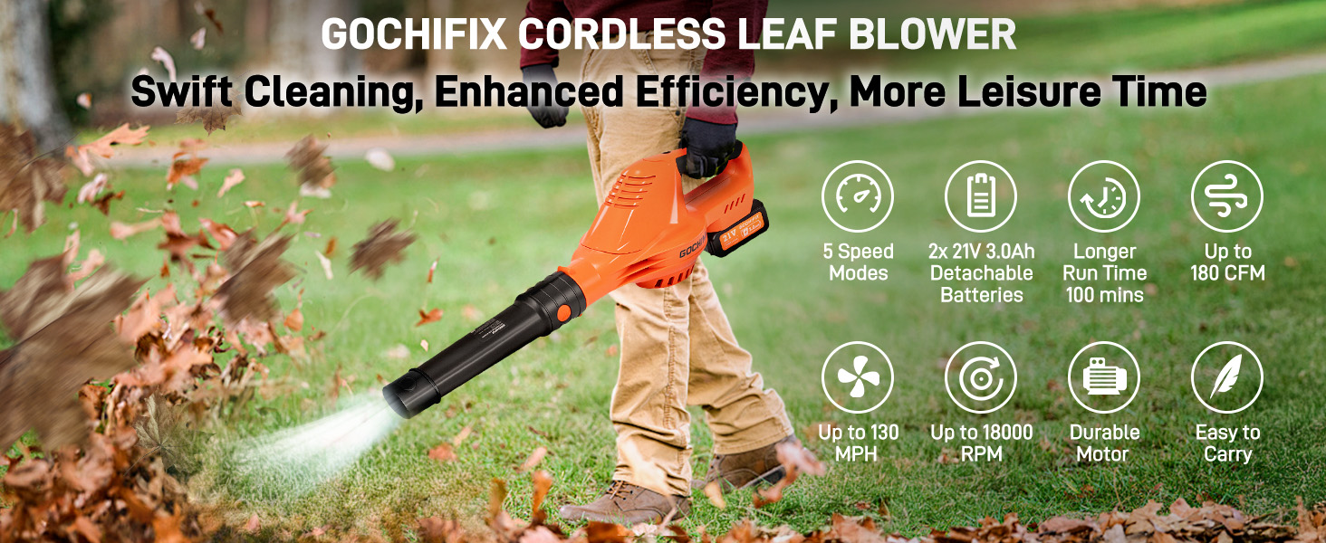Gochifix Cordless leaf blower, swift cleaning, enhanced efficiency, more leisure time