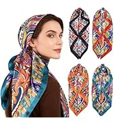 upeilxd 4 Pcs Head Scarf for Women Silk Scarf Hair Scarf Bandanas 35" Square Satin Bag Silk Hair ...