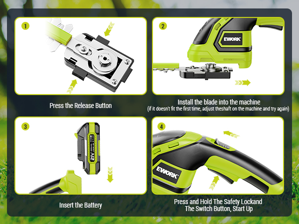 EWORK 21V Cordless Grass Shears With Battery And Charger Modofo